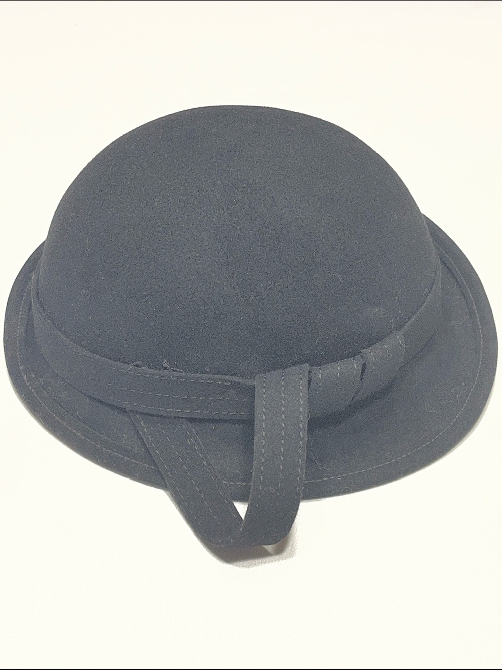 Vintage Adolfo II New York Paris Black Wool Felt Cloche Bowler Hat - Picture 8 of 8